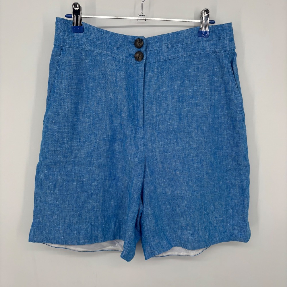 Boden Cornwall 100% Linen Shorts Blue Size 6